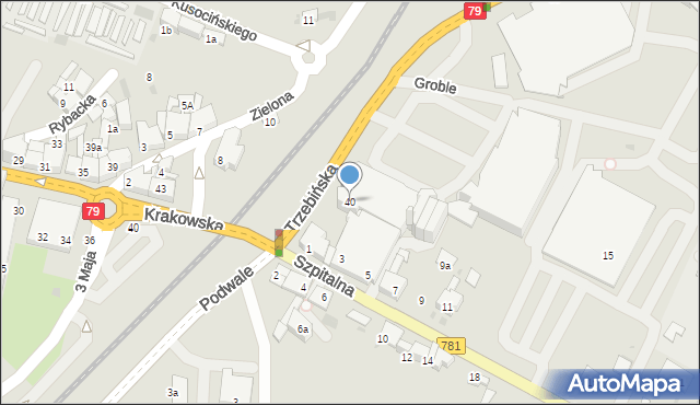 Chrzanów, Trzebińska, 40, mapa Chrzanów