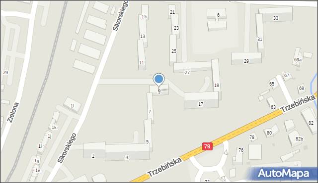 Chrzanów, Trzebińska, 9, mapa Chrzanów