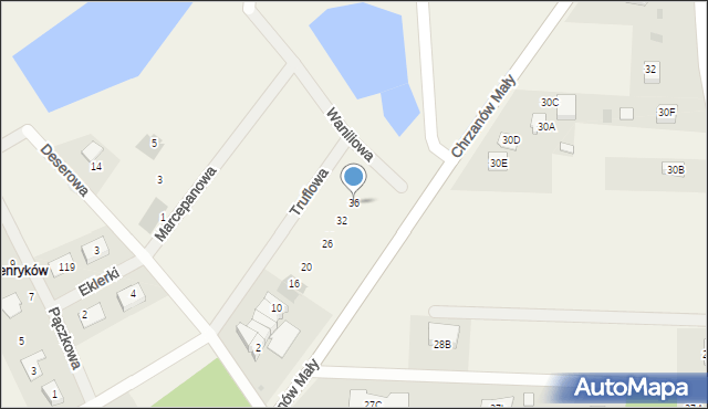 Chrzanów Mały, Truflowa, 36, mapa Chrzanów Mały