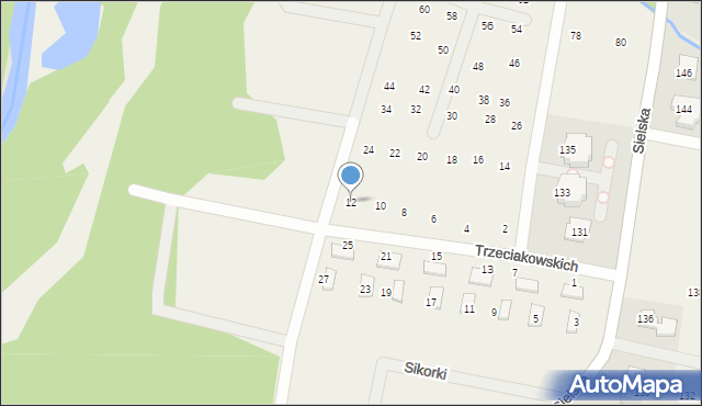 Chylice-Pólko, Trzeciakowskich Witolda i Zofii, 12, mapa Chylice-Pólko