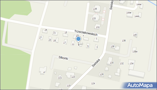 Chylice-Pólko, Trzeciakowskich Witolda i Zofii, 9, mapa Chylice-Pólko