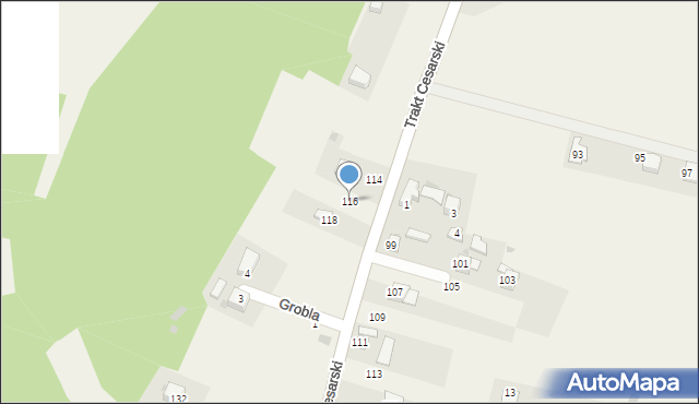 Cisiec, Trakt Cesarski, 116, mapa Cisiec