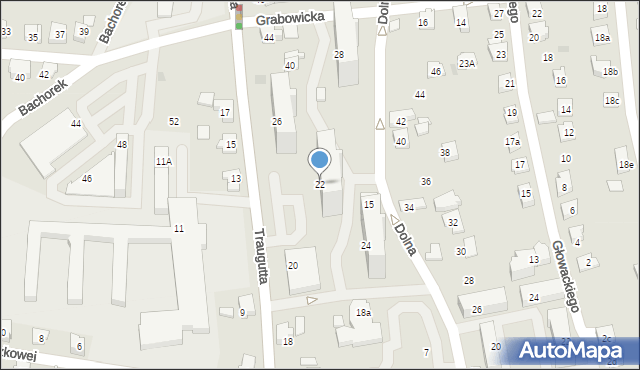 Czechowice-Dziedzice, Traugutta Romualda, gen., 22, mapa Czechowic-Dziedzic