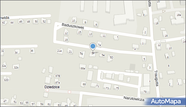 Czechowice-Dziedzice, Traugutta Romualda, gen., 5F, mapa Czechowic-Dziedzic