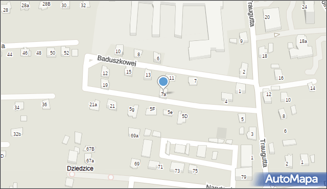 Czechowice-Dziedzice, Traugutta Romualda, gen., 7a, mapa Czechowic-Dziedzic