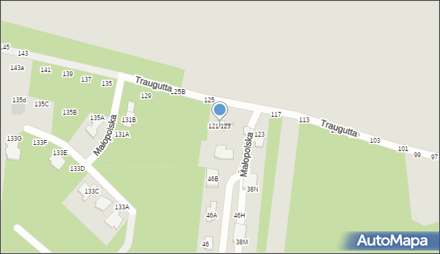 Częstochowa, Traugutta Romualda, gen., 121/123, mapa Częstochowy