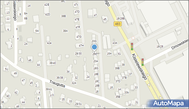 Częstochowa, Traugutta Romualda, gen., 20C, mapa Częstochowy