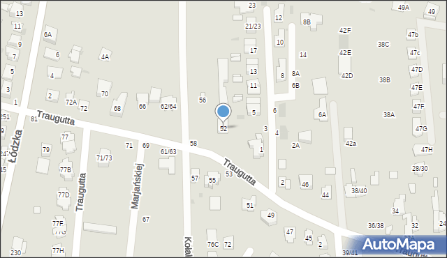 Częstochowa, Traugutta Romualda, gen., 52, mapa Częstochowy