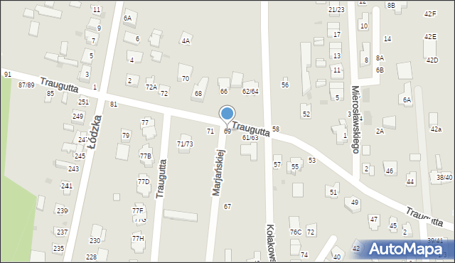 Częstochowa, Traugutta Romualda, gen., 69, mapa Częstochowy