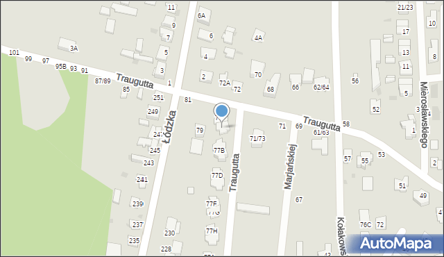 Częstochowa, Traugutta Romualda, gen., 77A, mapa Częstochowy