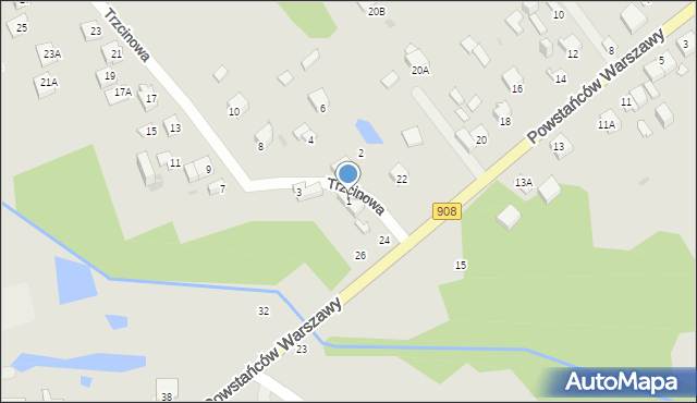 Częstochowa, Trzcinowa, 1, mapa Częstochowy