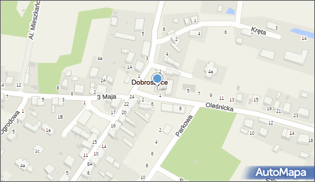 Dobroszyce, Trzebnicka, 2a, mapa Dobroszyce