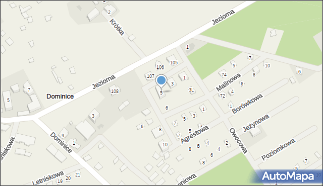 Dominice, Truskawkowa, 5, mapa Dominice