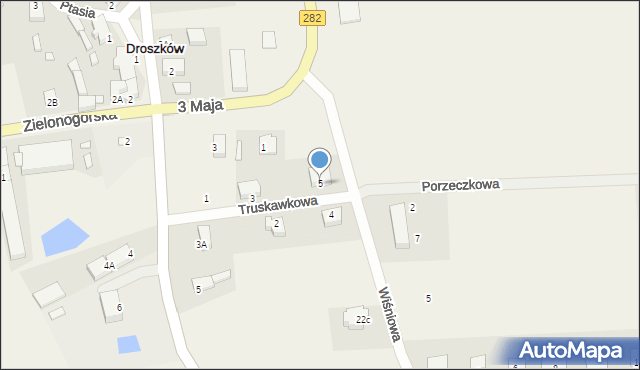 Droszków, Truskawkowa, 5, mapa Droszków