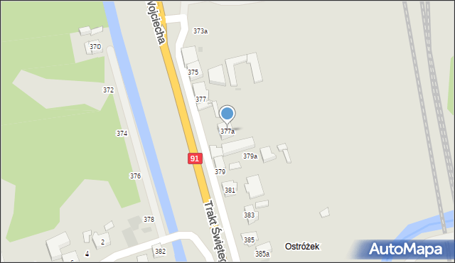 Gdańsk, Trakt Świętego Wojciecha, 377a, mapa Gdańska