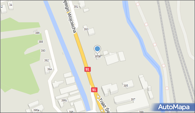 Gdańsk, Trakt Świętego Wojciecha, 393a, mapa Gdańska