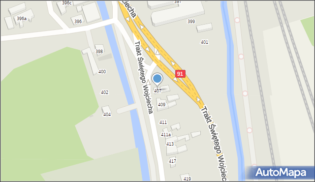 Gdańsk, Trakt Świętego Wojciecha, 407, mapa Gdańska