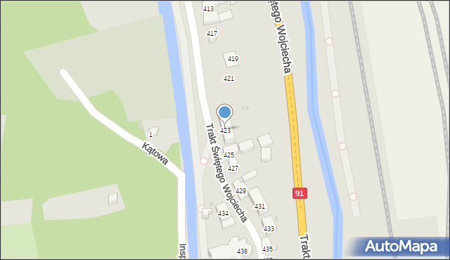 Gdańsk, Trakt Świętego Wojciecha, 423, mapa Gdańska