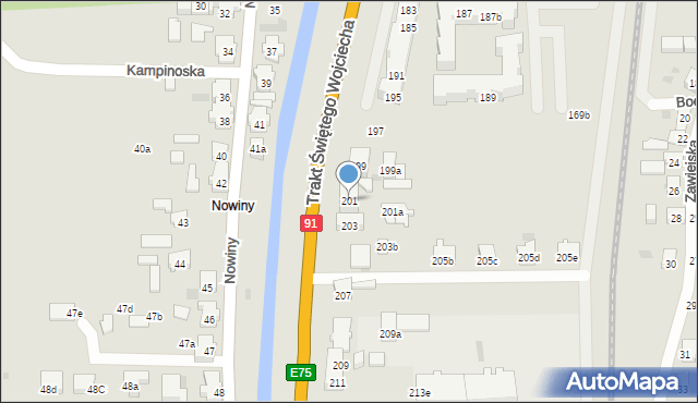 Gdańsk, Trakt Świętego Wojciecha, 201, mapa Gdańska
