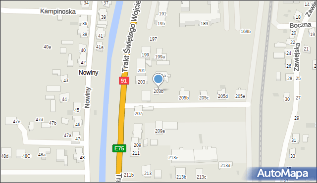 Gdańsk, Trakt Świętego Wojciecha, 203b, mapa Gdańska