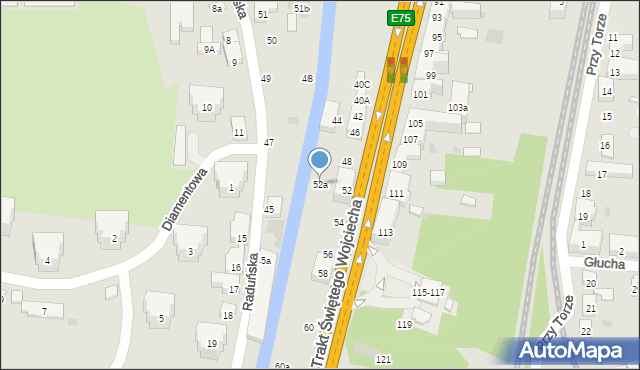 Gdańsk, Trakt Świętego Wojciecha, 52a, mapa Gdańska