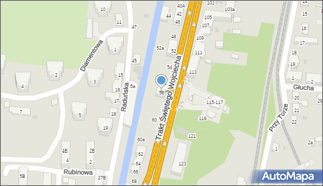 Gdańsk, Trakt Świętego Wojciecha, 58, mapa Gdańska