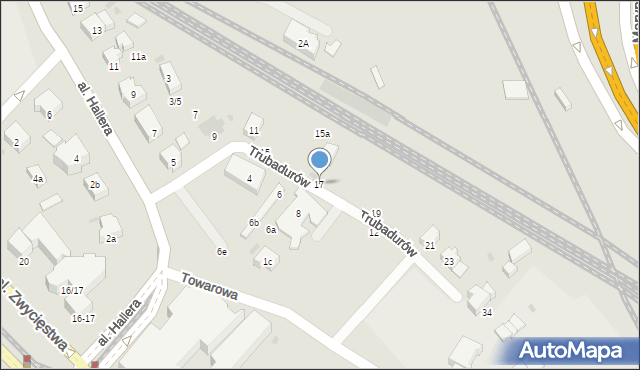 Gdańsk, Trubadurów, 17, mapa Gdańska