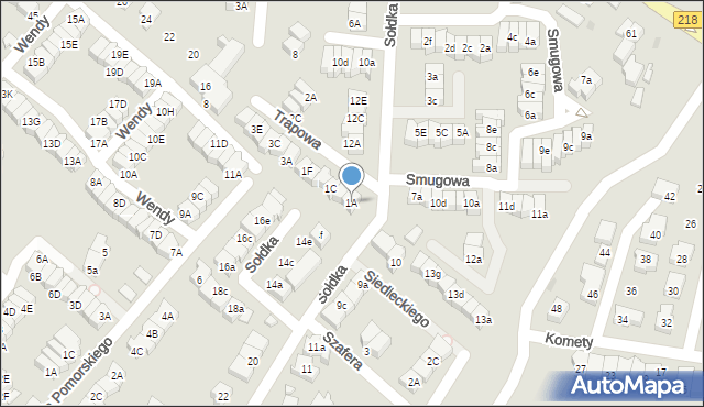 Gdańsk, Trapowa, 1A, mapa Gdańska