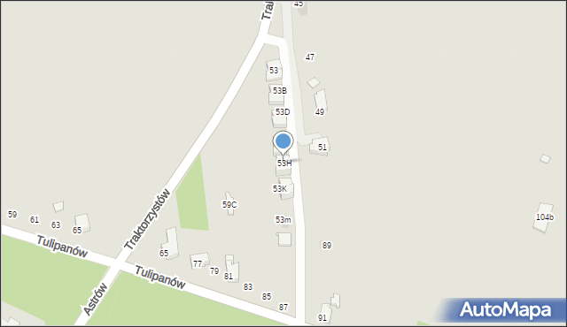 Gliwice, Traktorzystów, 53H, mapa Gliwic