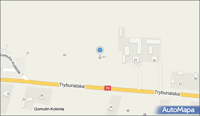 Gomulin-Kolonia, Trybunalska, 31, mapa Gomulin-Kolonia