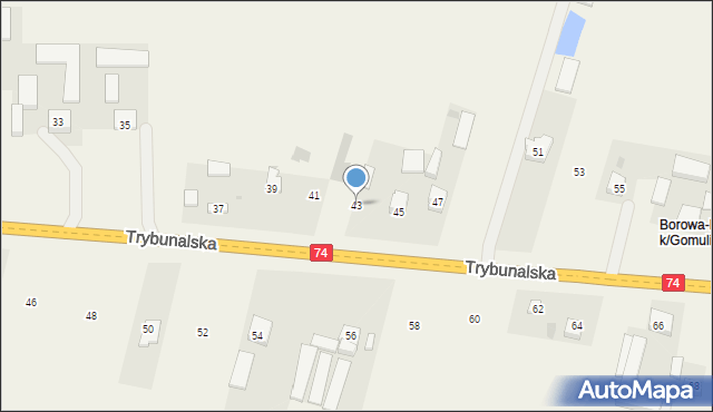 Gomulin-Kolonia, Trybunalska, 43, mapa Gomulin-Kolonia