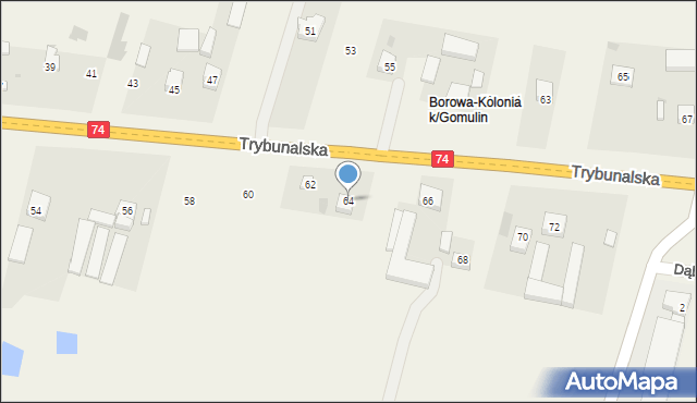 Gomulin-Kolonia, Trybunalska, 64, mapa Gomulin-Kolonia