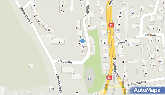 Gorzów Wielkopolski, Traugutta Romualda, gen., 1A, mapa Gorzów Wielkopolski