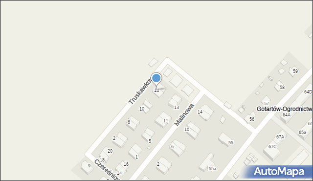 Gotartów, Truskawkowa, 14, mapa Gotartów