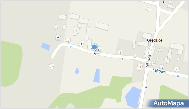 Grędzice, Trzech Stawów, 5, mapa Grędzice