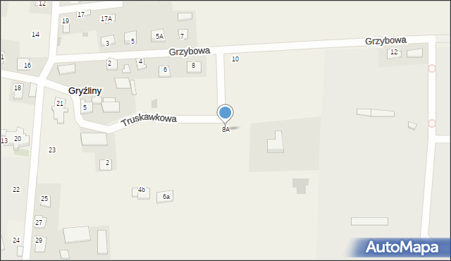 Gryźliny, Truskawkowa, 8A, mapa Gryźliny