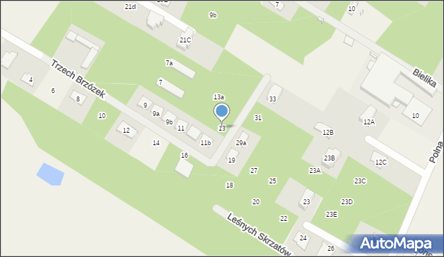 Henryków-Urocze, Trzech Brzózek, 13, mapa Henryków-Urocze
