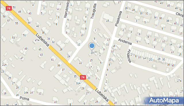 Janów Lubelski, Traugutta Romualda, gen., 13, mapa Janów Lubelski