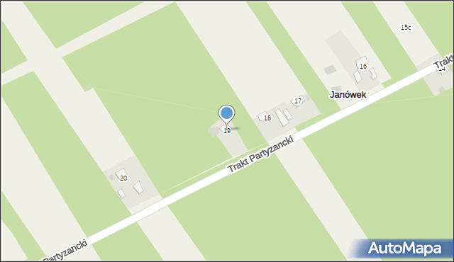 Janówek, Trakt Partyzancki, 19, mapa Janówek