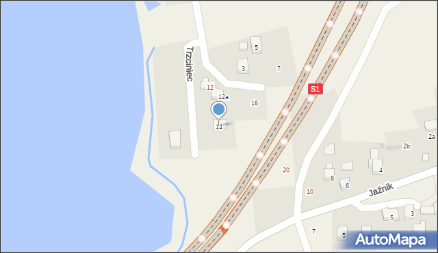 Jawiszowice, Trzciniec, 14, mapa Jawiszowice