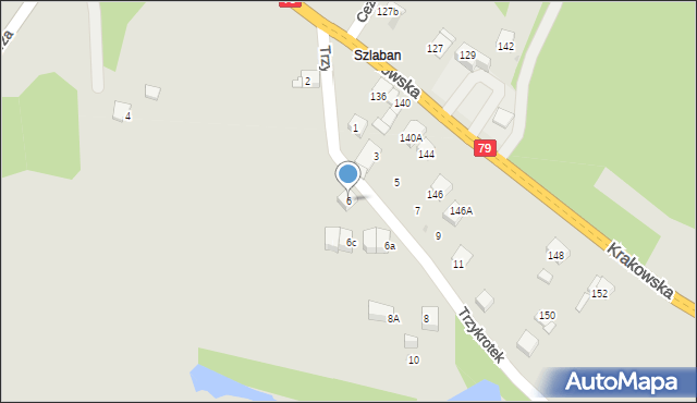 Jaworzno, Trzykrotek, 6, mapa Jaworzno