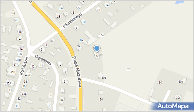 Kadzidło, Trasa Mazurska, 34, mapa Kadzidło