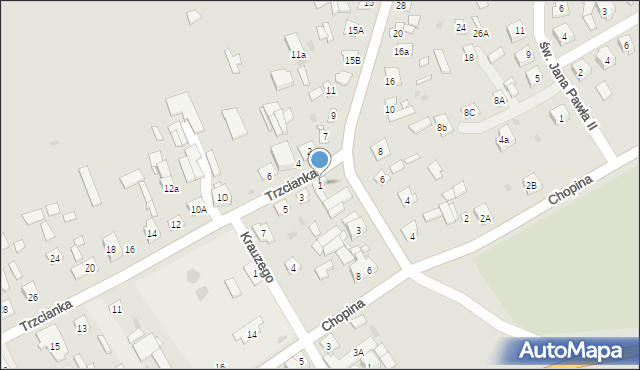 Kałuszyn, Trzcianka, 1, mapa Kałuszyn