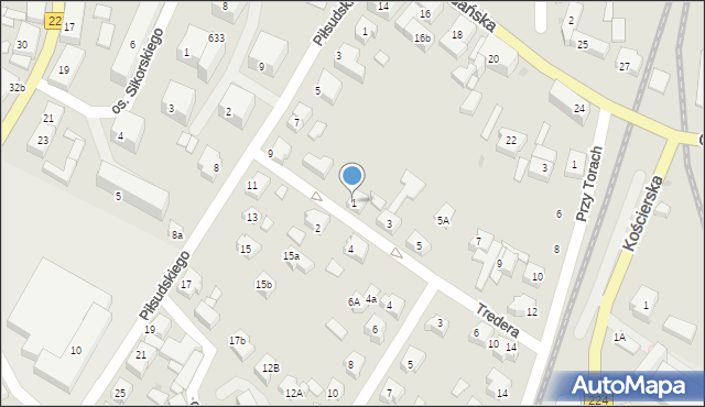 Kartuzy, Tredera Franciszka, 1, mapa Kartuzy