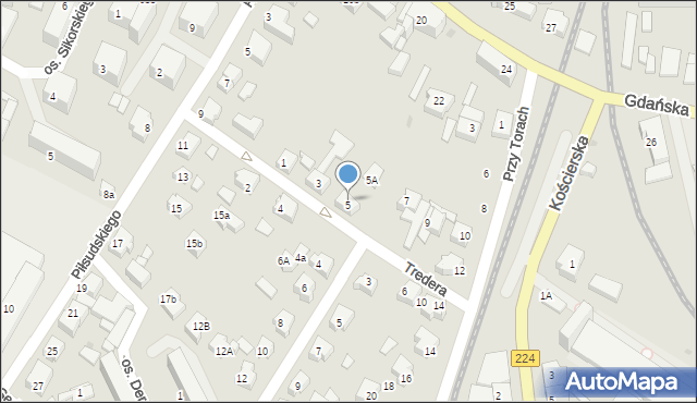 Kartuzy, Tredera Franciszka, 5, mapa Kartuzy