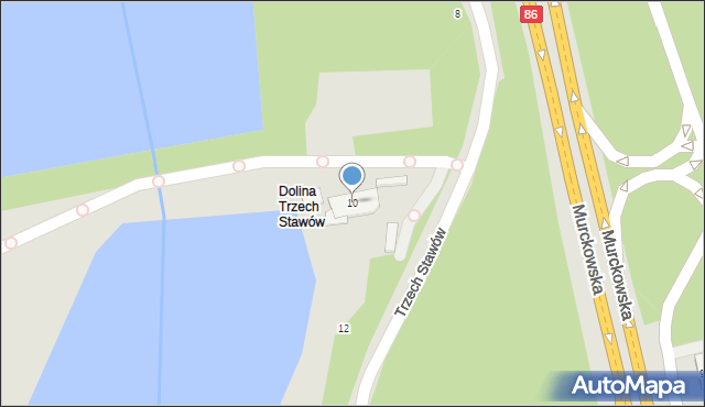 Katowice, Trzech Stawów, 10, mapa Katowic