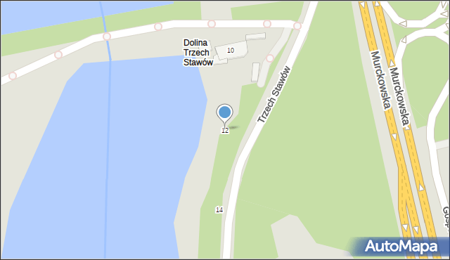 Katowice, Trzech Stawów, 12, mapa Katowic