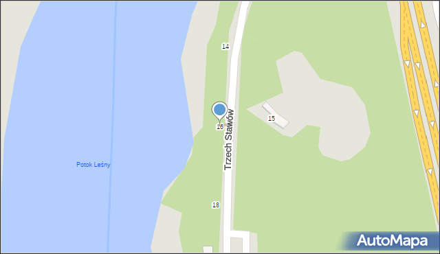 Katowice, Trzech Stawów, 16, mapa Katowic