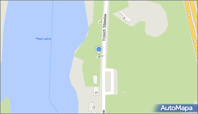 Katowice, Trzech Stawów, 18, mapa Katowic