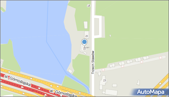 Katowice, Trzech Stawów, 22, mapa Katowic